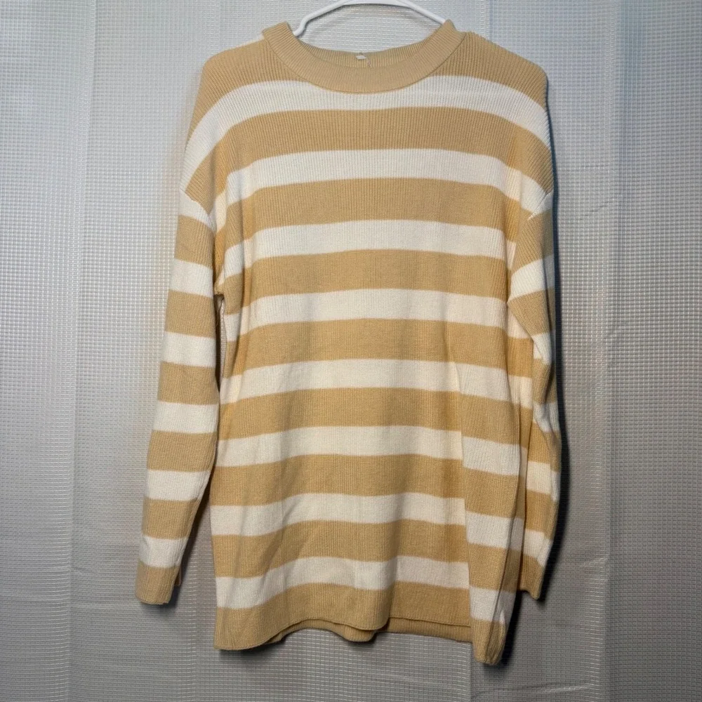 Zesica‎ Sweater Striped Knit Crewneck Oversized Relaxed Fit Casual Preppy M